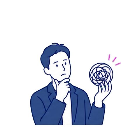 構想を考え込む起業家のイラスト